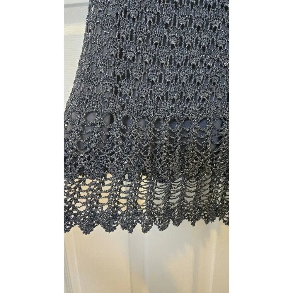Belle By Oasis Sz Small Dress Crochet Metallic Glitter Coctel Formal Strech Y2k